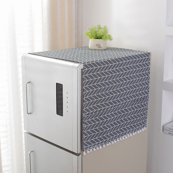Jääkaapin kansi Monikäyttöinen pesukoneen pölysuoja, Yhden oven jääkaapin suojakansi säilytystaskuilla 55x130cm (Harmaa nuoli) 1 kpl