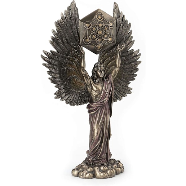 Bronze engel skytsengel, der holder skilt med store vinger, harpikshåndværk, havefigurer, små trosornamenter