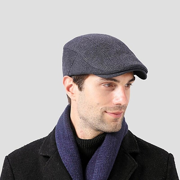 Mænds Vinterhat Mode Newsboy Hat Fløjl Varmt Beret Retro Casual Far Hat Flad Top Hat