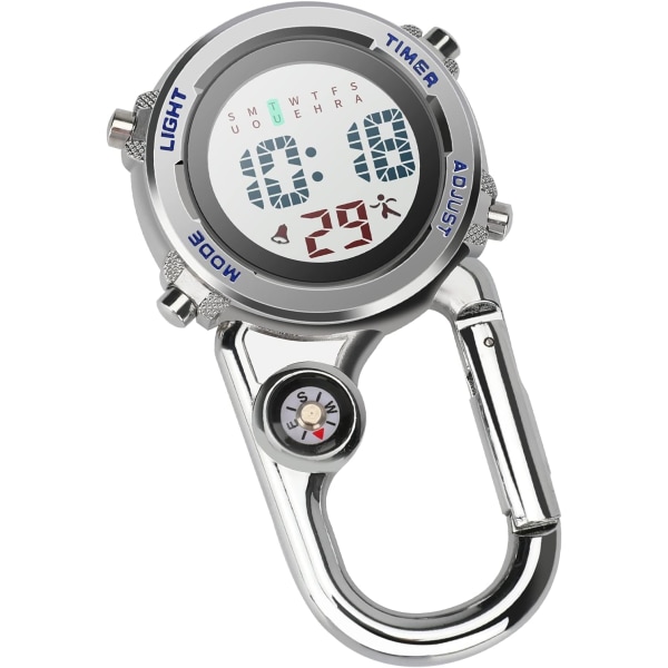 Carabiner Watch Digital Clip-on Multifunktionell Carabiner on Quartz Watch FOB Watch Luminous Face Compass Carabiner Watch with Compass
