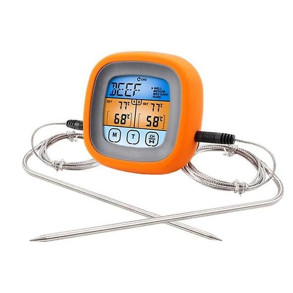 Dobbelt nål farveskærm madtermometer køkken bage berørings digital display termometer sonde type grill termometer