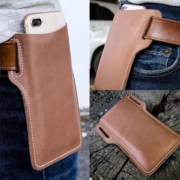 1 st brun smartphone bältesväska läder mobiltelefonhölster multifunktionell mobiltelefon bältesväska för män telefonfodral för jogging trädgårdsarbete