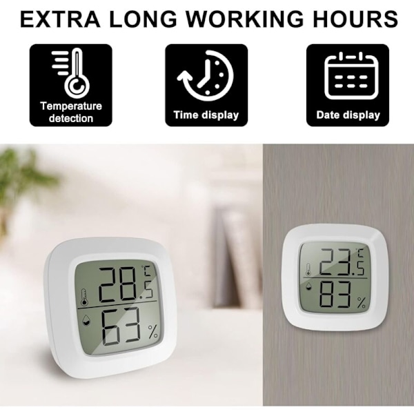 4-pack Mini Inomhus Termometrar - Inomhus Termometer Hygrometer med 10 Sekunders Snabb Uppdatering - Mini LCD-Display för Barnrum, Kontor, Sovrum, Växthus