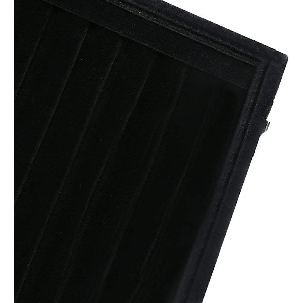 20 x 15x 5 cm Svart, smyckesförvaringslåda Display Vatten Vlours Rymmer upp till 48 ringar - Perfekt för ringar, örhängen  manschettknappar