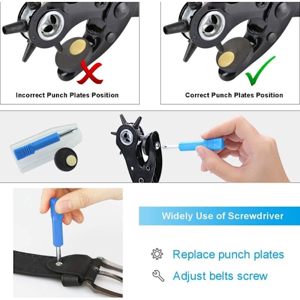 Perfektive tang med 2 ekstra store hulplader og praktisk lineal, multi-dimensionelle pincetter