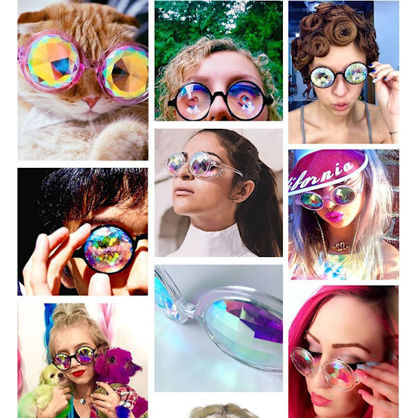 3 stk. Kalejdoskop Solbriller, Kalejdoskop Briller, Kalejdoskop Fashion Chic Diffrakteret Sjovt Unisex Visuel Oplevelse Foto Rekvisitter Indbygget Rave Fes