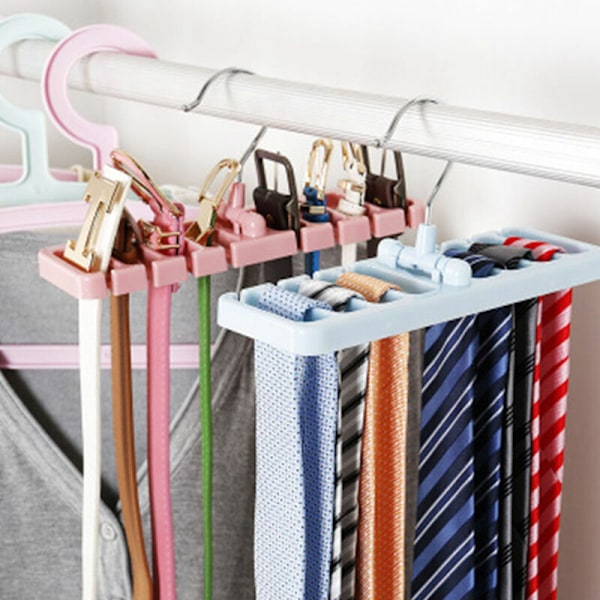 Hodeholder Strømpe 10 spor slips Stativ Stativ organizer i robust plast garderobe plassbesparende, rosa, rosa