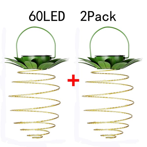 Set med 2 ananas solcellelamper utendørs, vanntette hengende solcellelamper (60 LED)