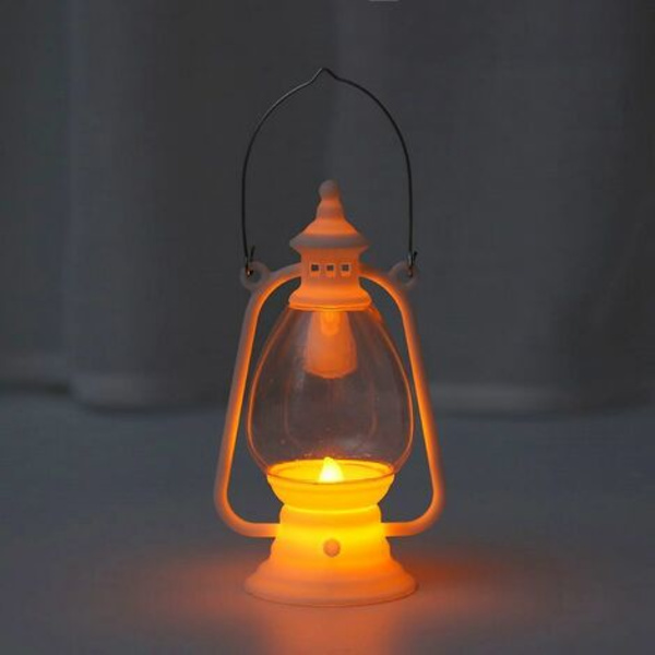 Natale Retro Pony Light, LED elektroniskt stearinljus, nostalgisk atmosfär Kerosinlampa Dekorativ vindlampa (Vit)