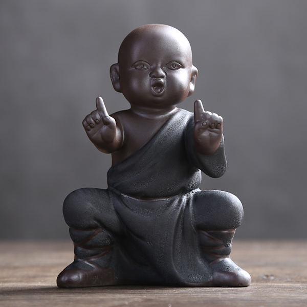 Mini Mönk Ornament Buddha Staty Kung Fu Tepet Zen Trädgård Te Brick Figur Kung Fu Te Brick Bil Hem Kontor Dekoration