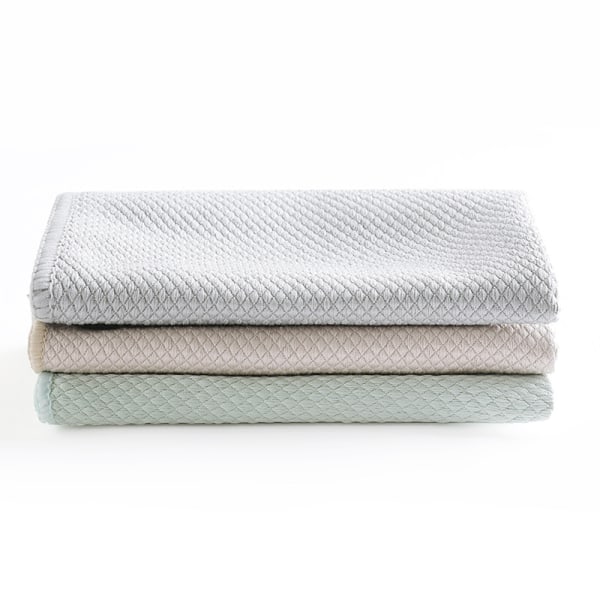 Reusable Microfiber Cleaning Cloths - 3pcs 30x40cm (Grey, Pink, Green), Lint Free Household Kitchen Towels for Glass Window Mirrors, Dish Cloth Fish