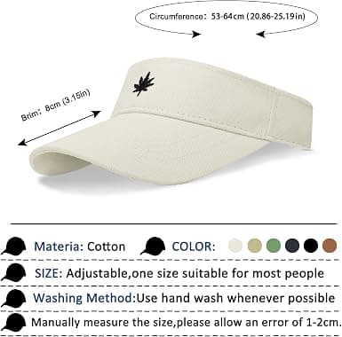 Dame Solhat-Unisex Visor Cap, Ahornblad Broderet Justerbar Golf Cap Egnet Til Udendørs Sport