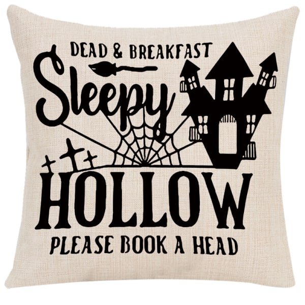 4 Pieces Halloween Pillowcase, Pillow Case, Halloween Linen Pillowcase Happy Halloween Sofa Bed Cushion Cover Decoration A (17.