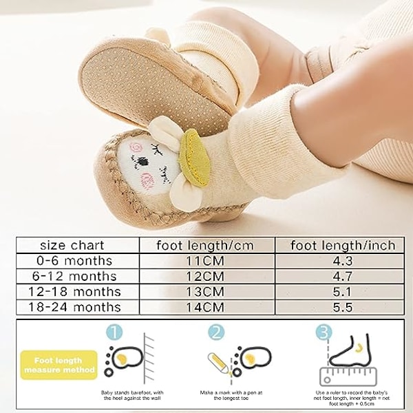 Baby Jente/Gutt Anti-Skli Sokker 2 Par Vinter Varme Slippersokker 6-12 Måneder Unisex