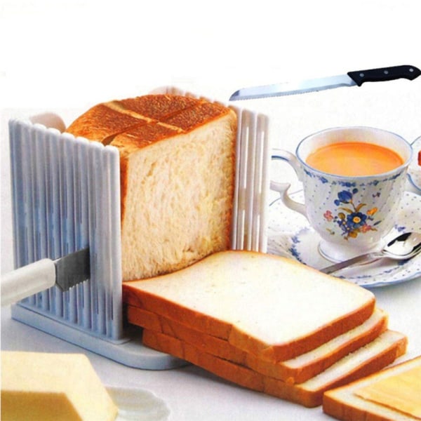 Justerbar Toastskivare/Hemmagjord Brödskärningsguide, Plast Brödskivare Bröd för Skivning Bröd Fällbar Köksbakningsverktyg (Vit)