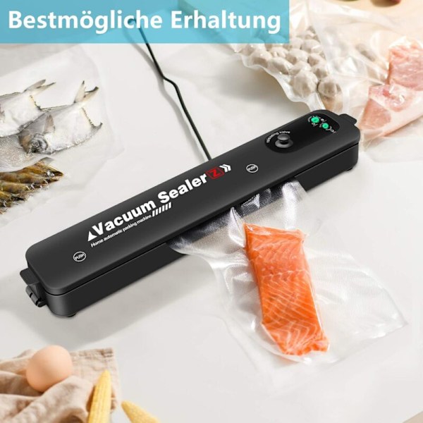 Vakuumförpackare, vakuumsvetsare, kompakt filmsvetsare med skärare för matlägen, torr och fuktig, 2 rullar professionell film, filmer upp till 28 cm breda