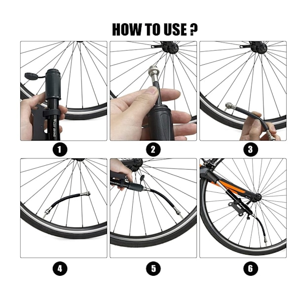Cykelpumpe, bærbar cykel dæk pumpe, aluminiumlegering mini cykel pumper cykel dæk pumpe, kompatibel med universal Presta og Schrader ventil cykel