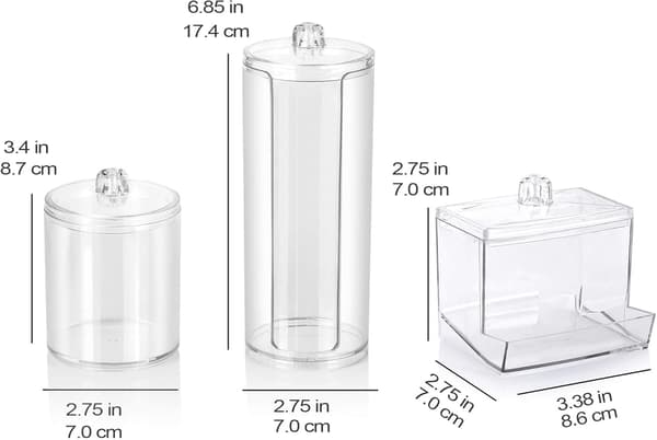 Makeup-arrangör - Bomullstopsbehållare och multifunktionell cylindrisk förvaringslåda med plastlock (Classic)