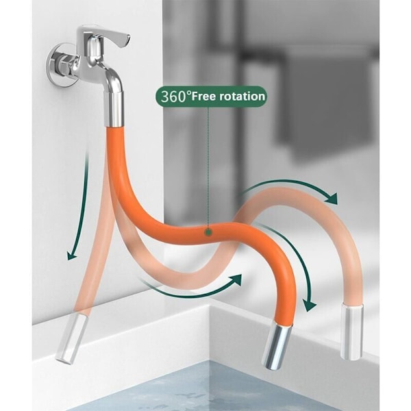 Svart 20cm Förlängningsslang för kran med vattenskum, flexibel slang roterbar i 360° silikon justerbar form,