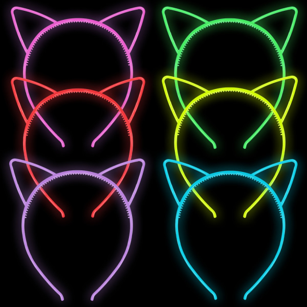 Katteører Glow-in-the-Dark hårtilbehør (6 styk) Glødende kat
