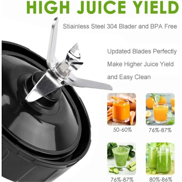 Reservedele til Ninja blender, 24 oz kop med 7 finner med vandtæt og vandtæt låg til Nutri Ninja BL480 BL482 BL642 NN102 BL682 (2 kopper, 2 låg)