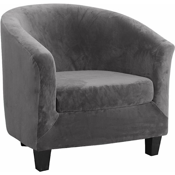 Samettiklubin Nojatuolin Päällinen Kaksi Osainen Setti Venyvä Nojatuolin Päällinen Olohuoneen Nojatuolin Päällinen Tub-Tuoli Tub-Tuoli Tyynyn Päällisen Kanssa (Harmaa)