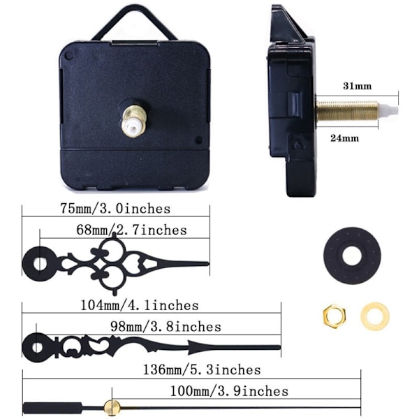 Urverksmekanisme Stille Klokke 3 Visere Feiende Elektrisk Pendelmekanisme Klokke Urverk Kvarts Klokke DIY Urverk Klokkemekanisme Rep