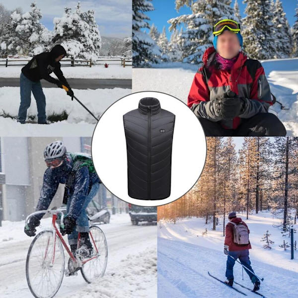 Lämmitetty liivi USB-latauksella Lämmitetty liivi Unisex Ulkoiluvaellus Moottoripyörä Metsästys Retkeily Hiihto (EI AKKUA) XL