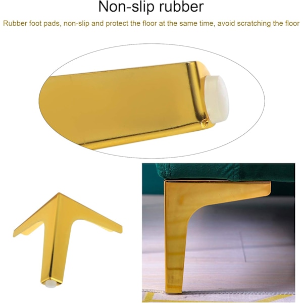 Set med 4 möbelfötter i metall, 13 cm