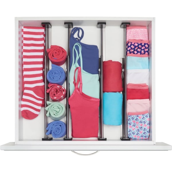 Lådarrangör (Set om 4) - Justerbar lådindelare i plast - Bestickarrangör för kök, badrum eller sovrumslåda