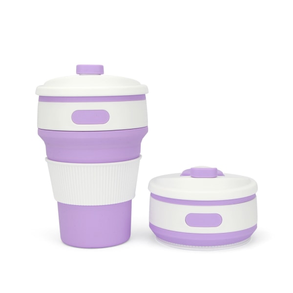 Hopfällbar Silikon Resekopp (Lila + Blå), 2 st Hopfällbar Hopfällbar Kaffe Mugg Bärbar Silikon Mugg Muggar för Resor