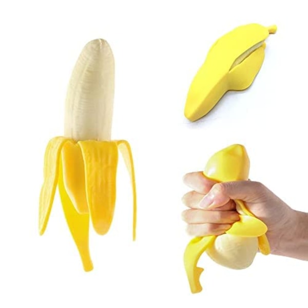 Stress relief banaanilelut joustavasti puristettava hedelmälelu, puristusaukon ahdistusta lievittävä lelu, uutuus vitsaileva luova kumi kuorittu