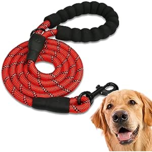 (1,5M, röd)Hundkoppel, hundträningskoppel, vadderad, mjukt handtag, Ro