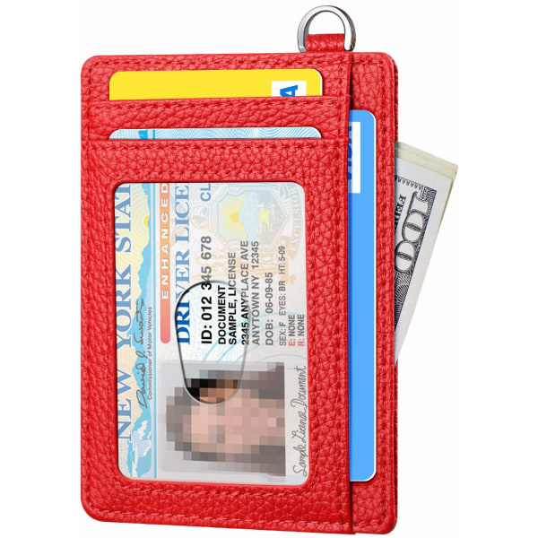 Smal minimalistisk plånbok, plånböcker med framfickor, RFID-blockering, kreditkortshållare för män och kvinnor (rosa)
