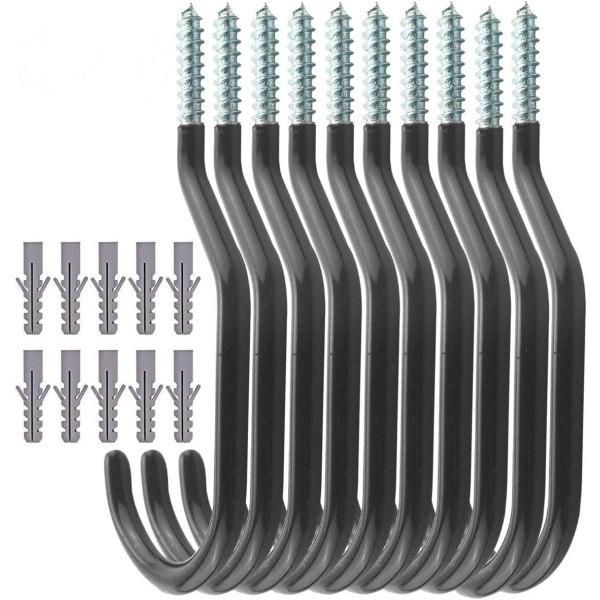 10 sykkelkroker Heavy Duty sykkelkroker Montert kroksett med 10 plastbolter Takveggmontert