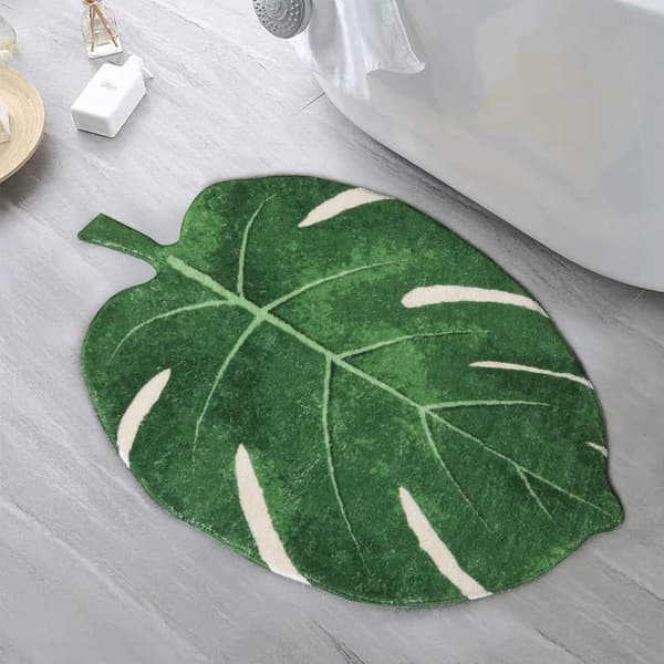 Sklisikker badematte i form av et blad Grønn 60 x 90 cm