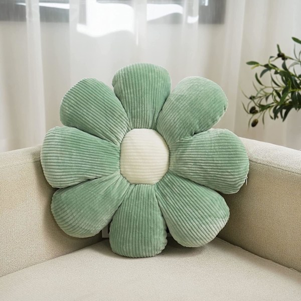Blomsterkudde Söt och bekväm golvmatta Mjuk och intressant växtkudde Preppy estetisk rumsdekor för soffa, soffa, stol (Sage Green,
