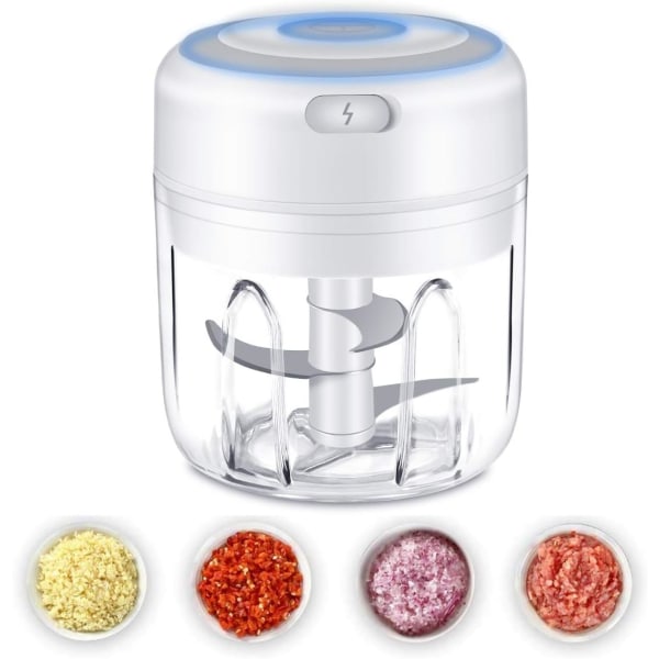 Electric Mini Garlic Chopper, Food Chopper, Mini Food Processors, Wireless Portable Kitchen Food Mixer with USB Chargingr (250ML)