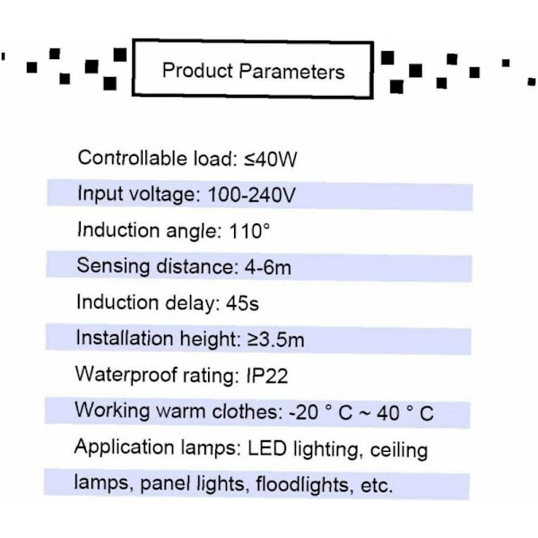 Infrarød bevegelsessensor LED Downlight Pir100v-240v lysbryter