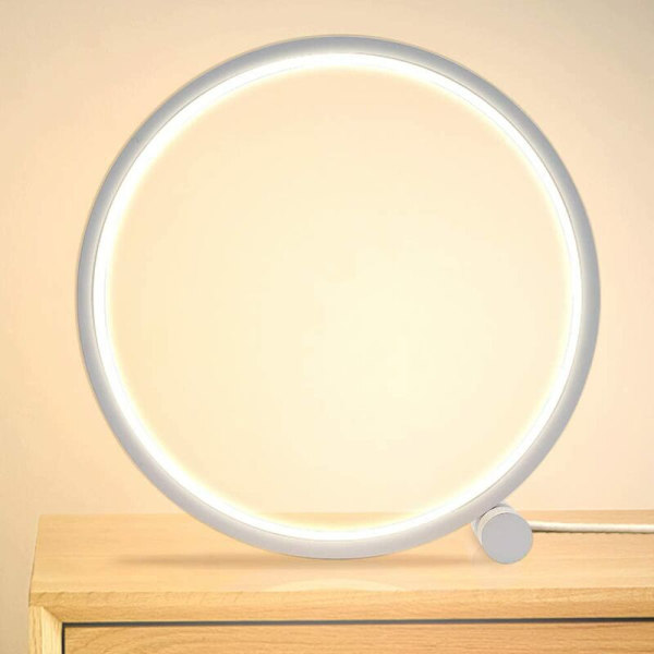Sängbordslampa LED dimbar touch bordslampa, 3 färger 10 ljusstyrka modern cirkulär design, metallmaterial, skrivbordsläslampa för sovrum