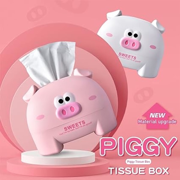 Gris Piggy Tissue Box, Tissue Opbevaringsboks, Tissue Holder Box, Plastik Tissue Box, Serviet Dispenser, Tissue Holder, Sød Tissue Box