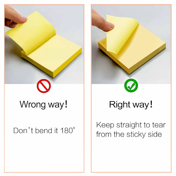 Post-it-lappar 3x3 tum 1-pack 100 färgglada självhäftande block, 100 ark/block, 4 ljusa färger (gul, grön, rosa, blå) för kontorsmaterial, sc