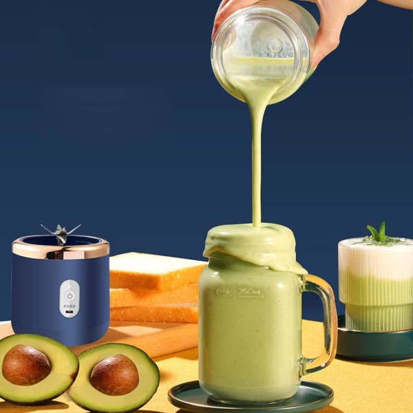 Bærbar blender, genopladelig 6-bladet elektrisk frugtblender, mixer, juicerkop til shakes, smoothies til hjemmet/skolen/udendørs