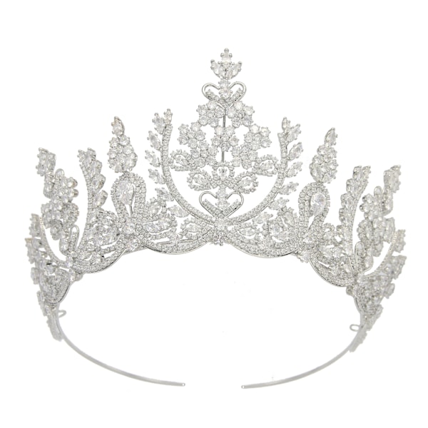 Bryllupshårpynt, prinsessekrone, bryllupshodeplagg, zirkonkrone, sølv