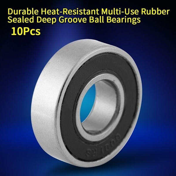 10 stk. Holdbare stålkuglelejer Multi-purpose Holdbare forseglede dybsporede 6001-2RS kuglelejer (12x28x8mm)