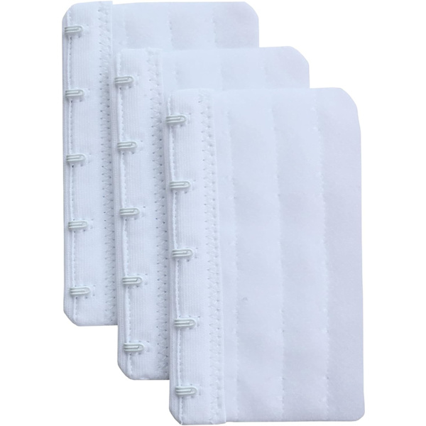 Vit uppsättning med 3 mjuka och bekväma bh-förlängningar 5 krokar, 5,9 cm x 9,4 cm