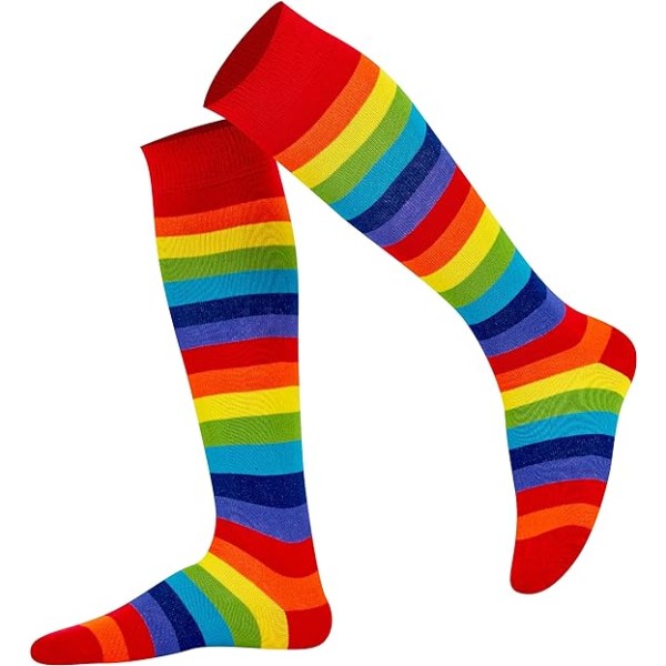 Knehøye stripete sokker for kvinner - pustende kjemmet bomull, sømløs tå Unisex fargestrømper - uformelle lyse farger Stripede knehøye sokker