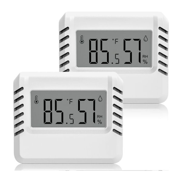 Digital hygrometertermometer, 2 st mini-termometer för inomhusbruk, stor LCD-skärm, bärbara datorer, min/max-registrering, för hus terrarium baby källare källare