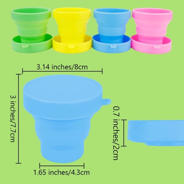 5-pack hopfällbara reskoppar i silikon, hopfällbara koppar för camping, hopfällbar 170 ml lätt dricksbägare med lock för picknick, vandring