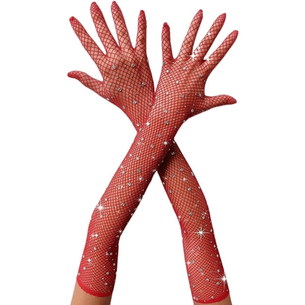 Red - Women's Fishnet Gloves Sequined Party Gloves Sequined Prom Glove Accessories Classic 1920s Style